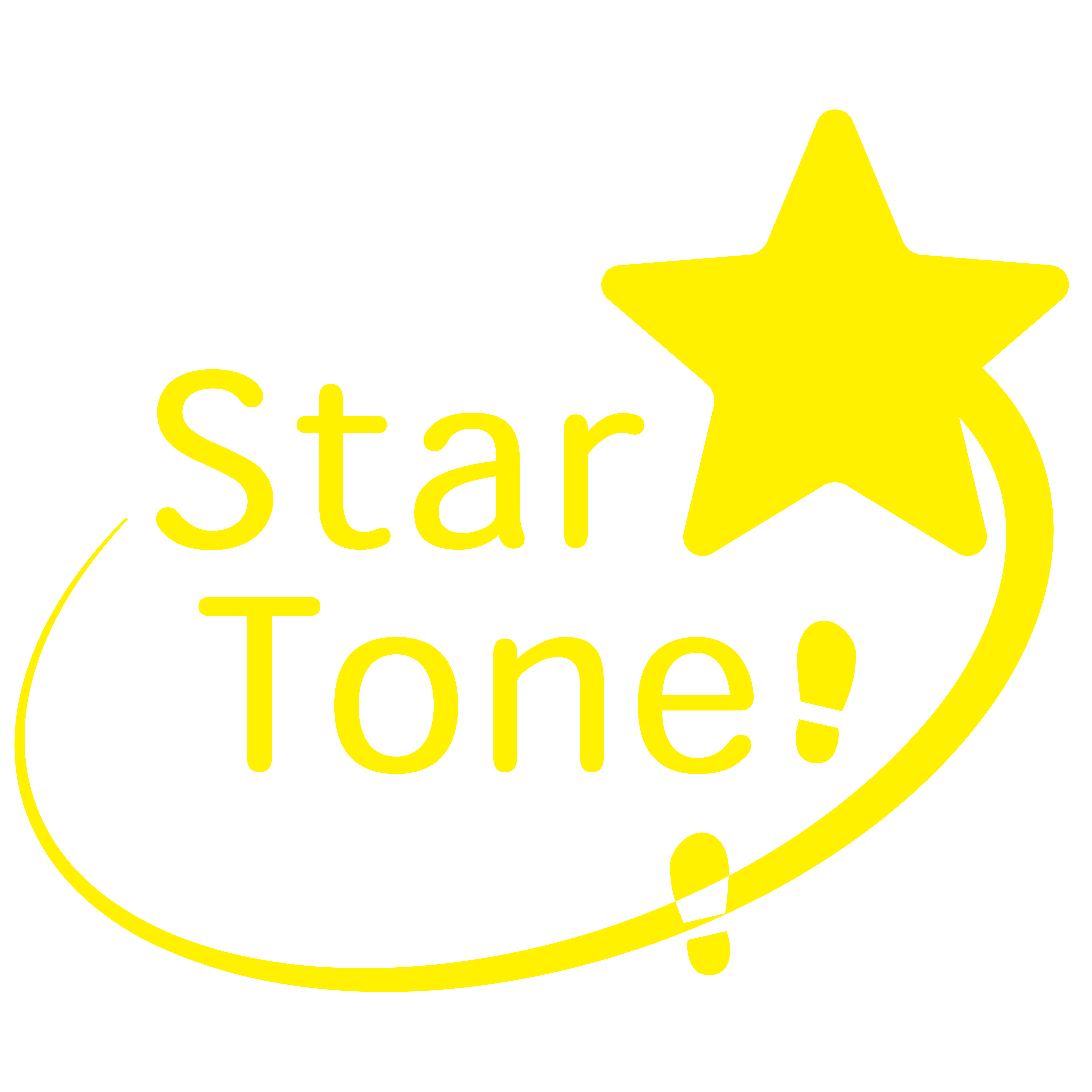 StarToneのロゴ Star Toneという文字列の周りを星が一周している